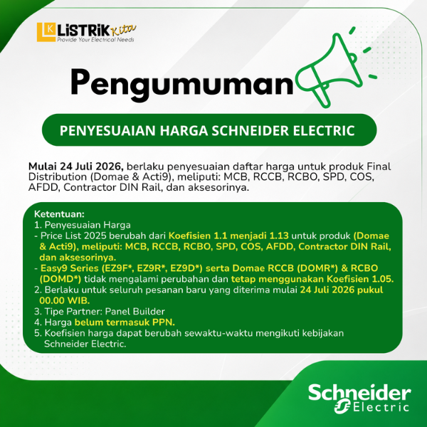 Penyesuaian daftar harga untuk produk Final Distribution (Domae & Acti9) PENGUMUMAN PENYESUAIAN HARGA